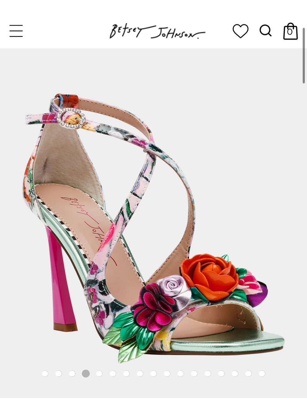Betsey Johnson Floral Multicolor Rose Embellished Heel - Pink/Green